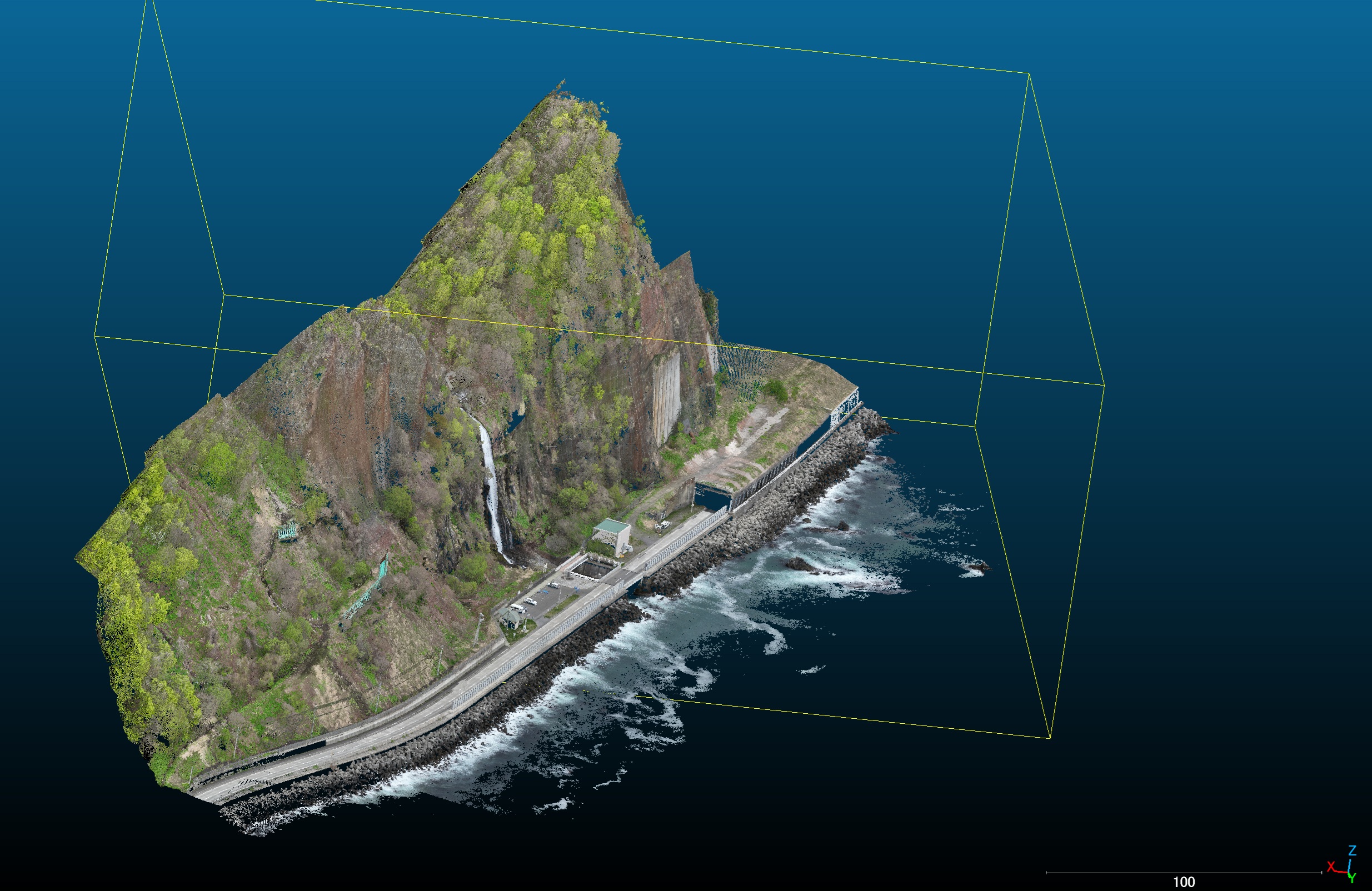 ドローン測量による高精度な3次元点群データの解析画面